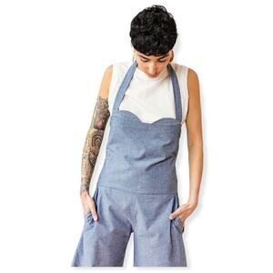 Toit Volant Women's Gray Halter Neck 100% Cotton Edith Jumpsuit Size M